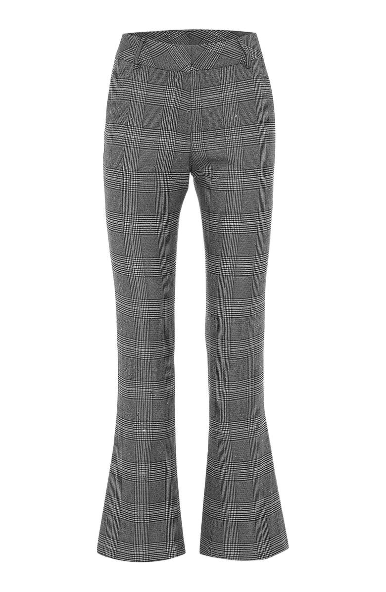 THEO The Label Eudora Cropped Sequined Prince Of Wales Pant, Main, color, Black