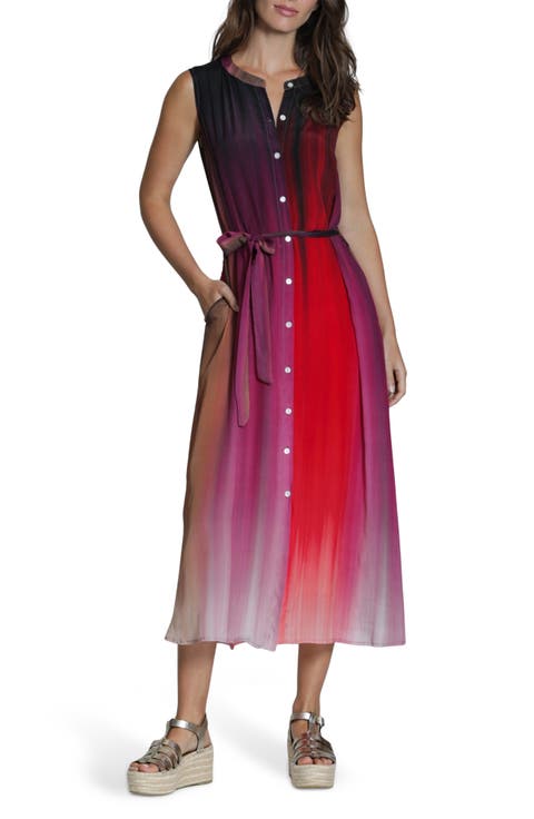 Print Sleeveless Maxi Shirtdress