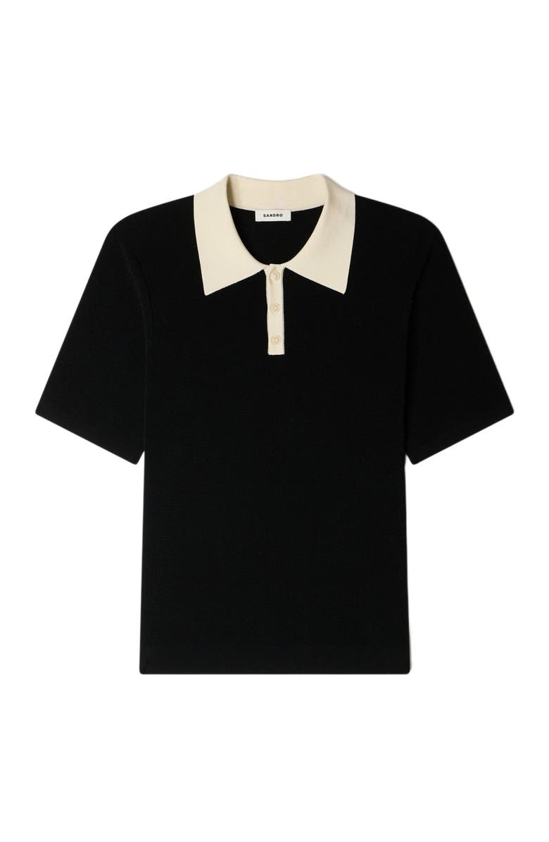 SANDRO Two-tone polo shirt, Alternate, color, Black