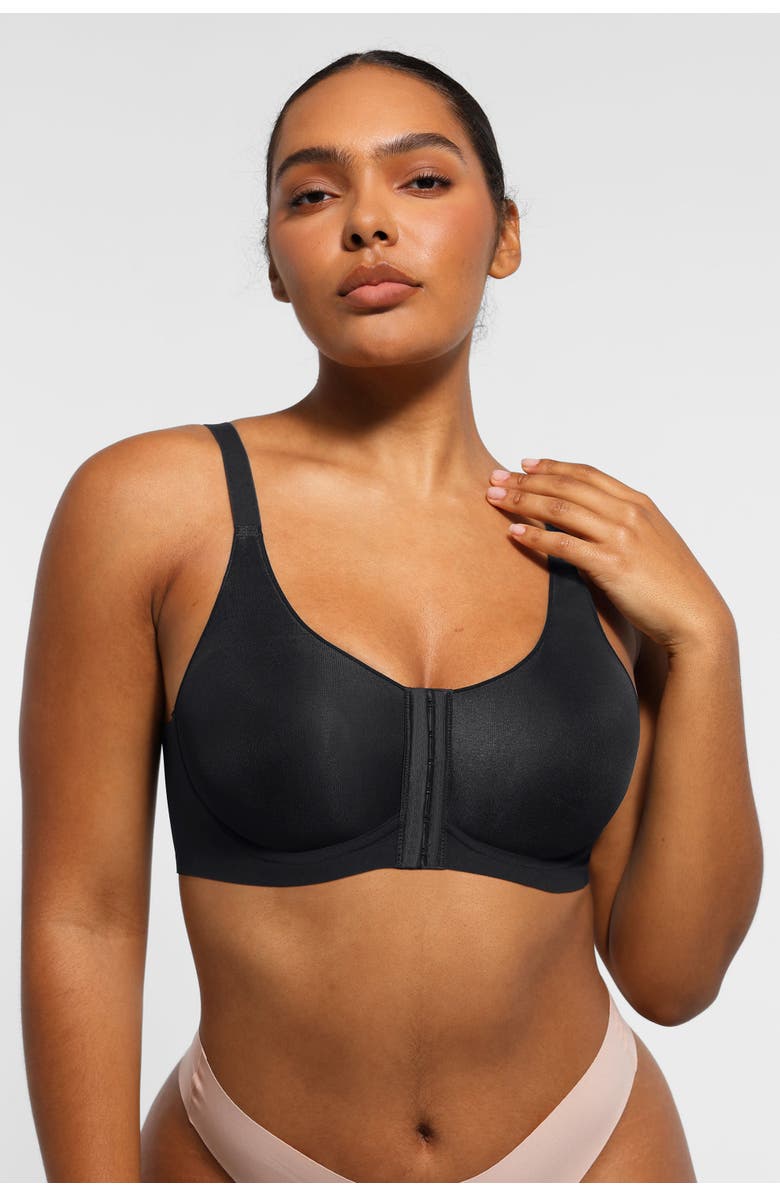Shapellx Wireless Front-Hook Back Smooth Bra, Alternate, color, Classic Black