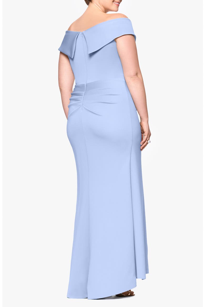Off the Shoulder Ruffle Scuba Knit Gown, Alternate, color, PERIWINKLE