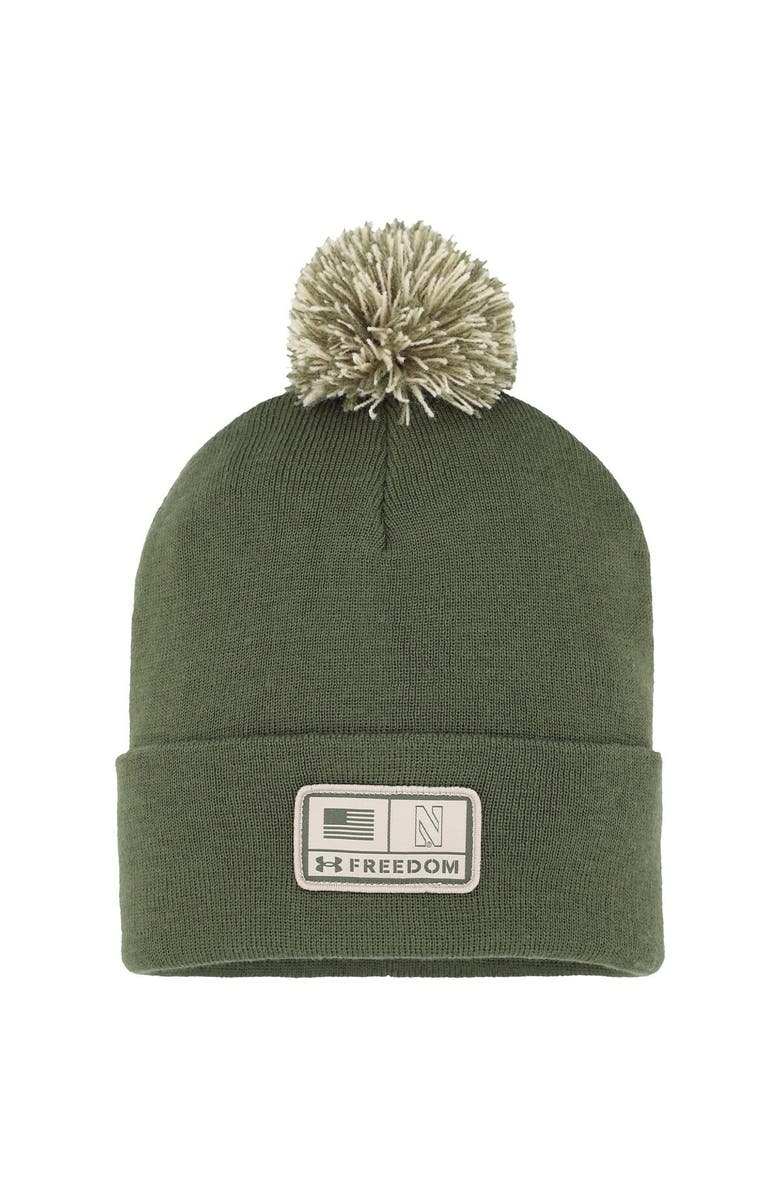 Under Armour Men's Under Armour Green Northwestern Wildcats Freedom Collection Cuffed Knit Hat with Pom, Main, color, Green