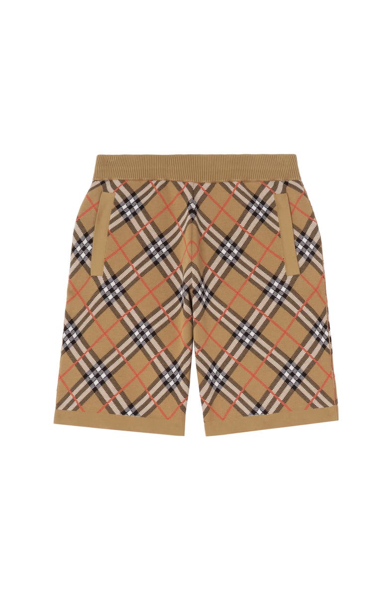 Burberry Check Cotton Blend Shorts, Main, color, Sand Beige