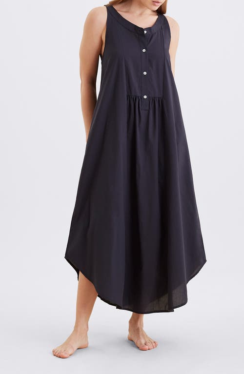 Papinelle Madison Button-up Maxi Nightgown In Black
