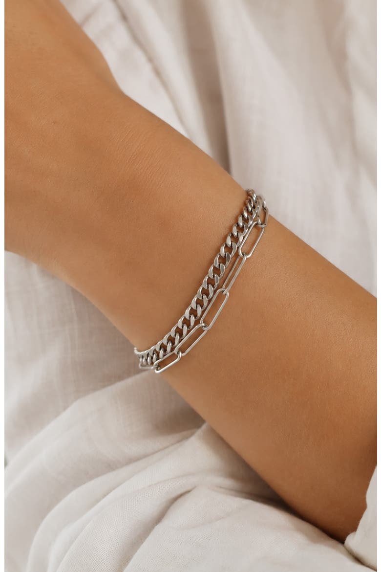 Layered Paperclip Bracelet, Alternate, color, SILVER