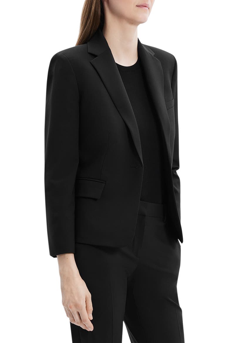 Slim Fit One Button Blazer, Alternate, color, BLACK