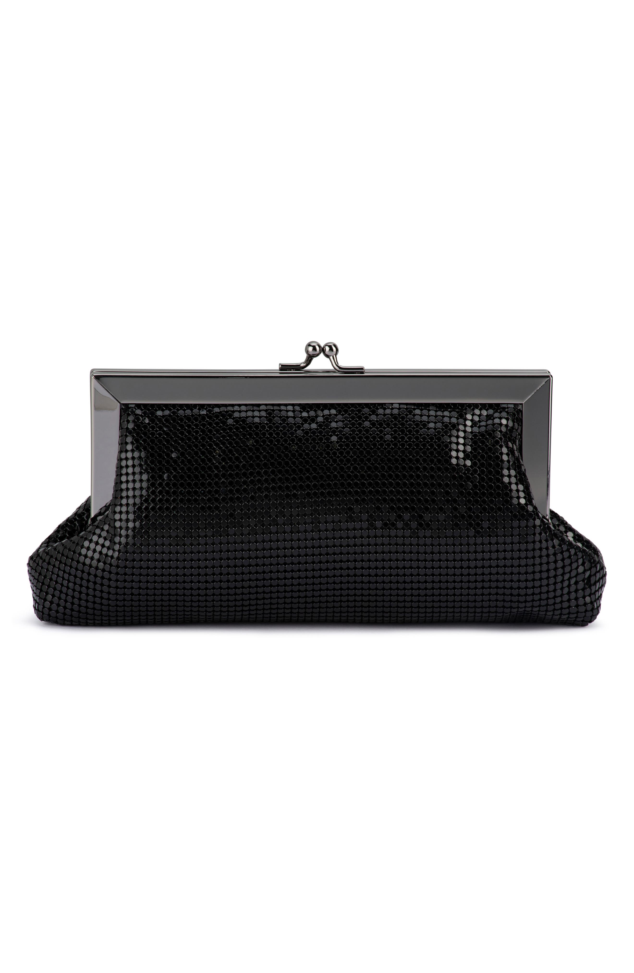 Olga Berg Zara Mesh Frame Clutch, Alternate, color, Black