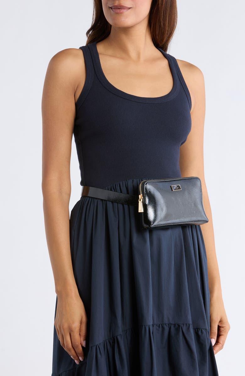 Kate Spade New York crinkle belt bag, Alternate, color, Black / Polished Gold