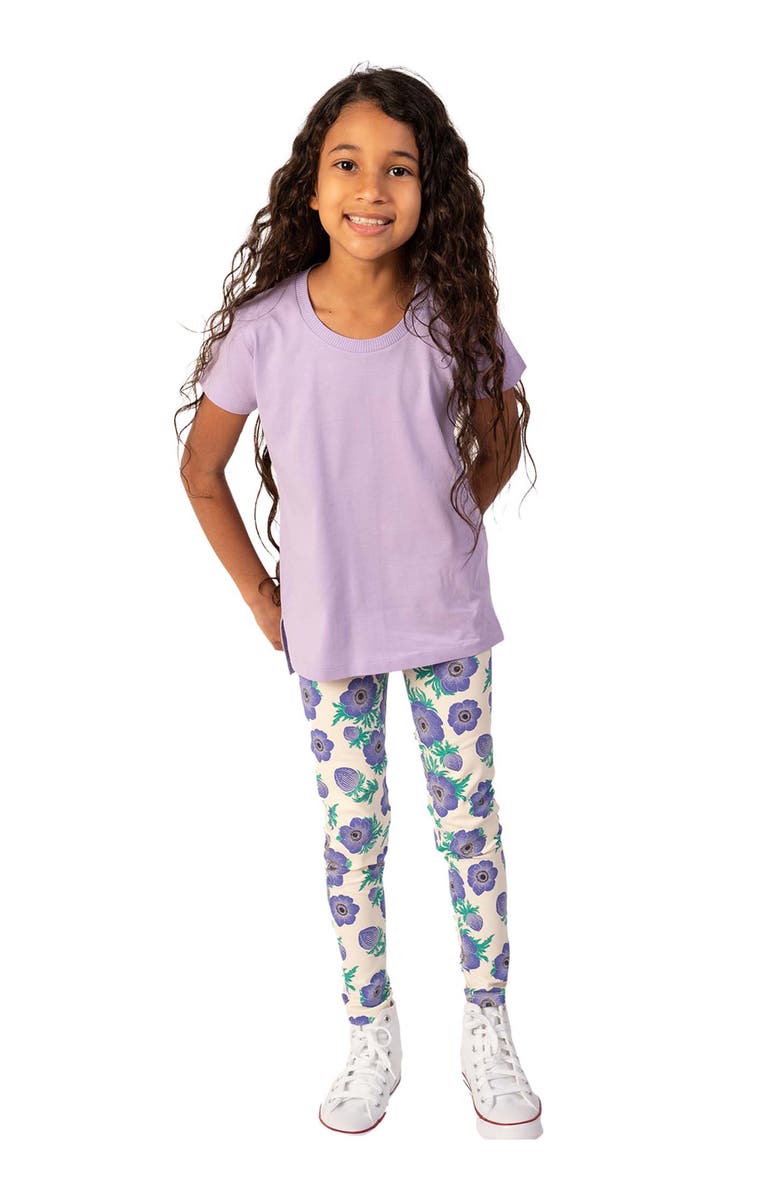 Mightly Organic Cotton Reinforced Knee Print Leggings 2-pk, Alternate, color, Purple Poppy