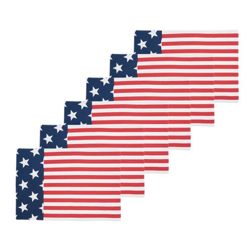 C & F Home C&f Home Patriotic Stars & Stripes American Flag Cotton Tabletop Placemats Set Of 6, 13" X 19" In Red