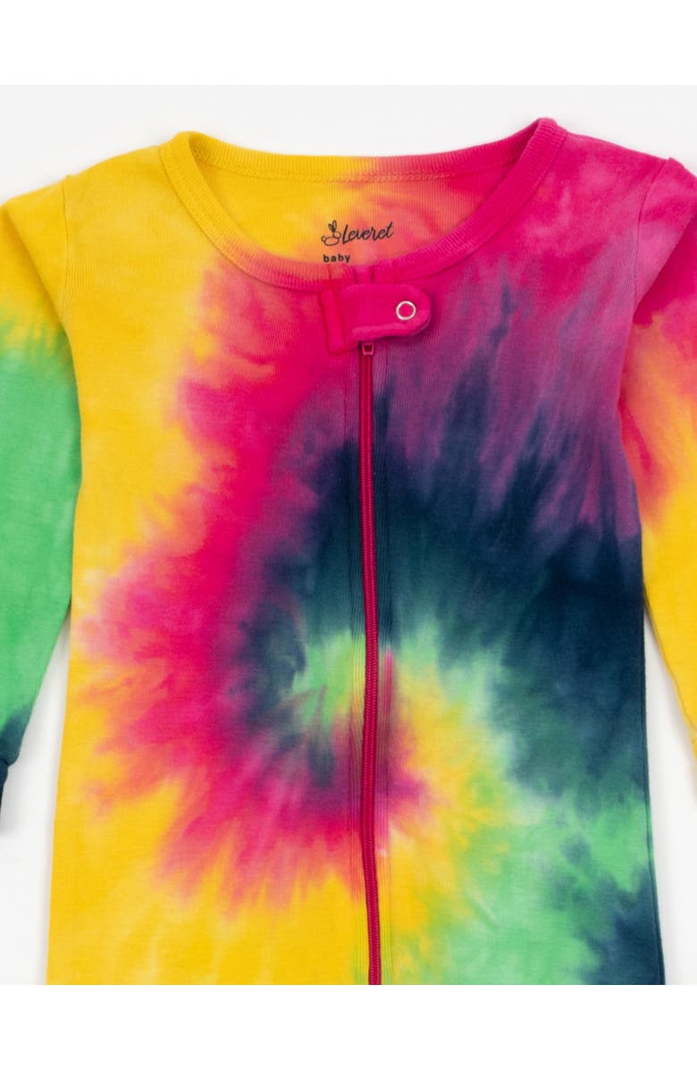 Leveret Footed Tie Dye Cotton Matching Family Pajamas, Alternate, color, Tie Dye Swirl Girls