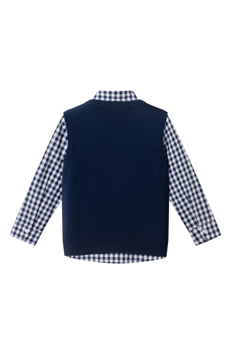 Andy & Evan Kids' Sweater Vest, Button-Up Shirt & Pull-On Pants Set, Alternate, color, Navy