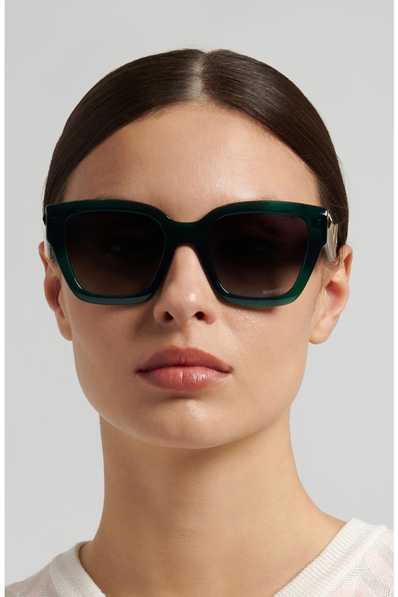 53mm Gradient Square Sunglasses, Alternate, color, GREEN/ DARK GREY