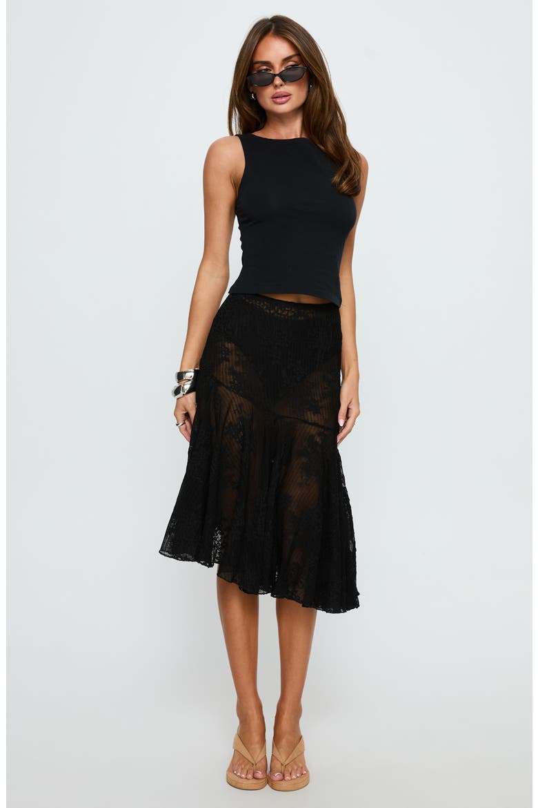 Mellissa Sheer Floral Jacquard Midi Skirt, Alternate, color, BLACK
