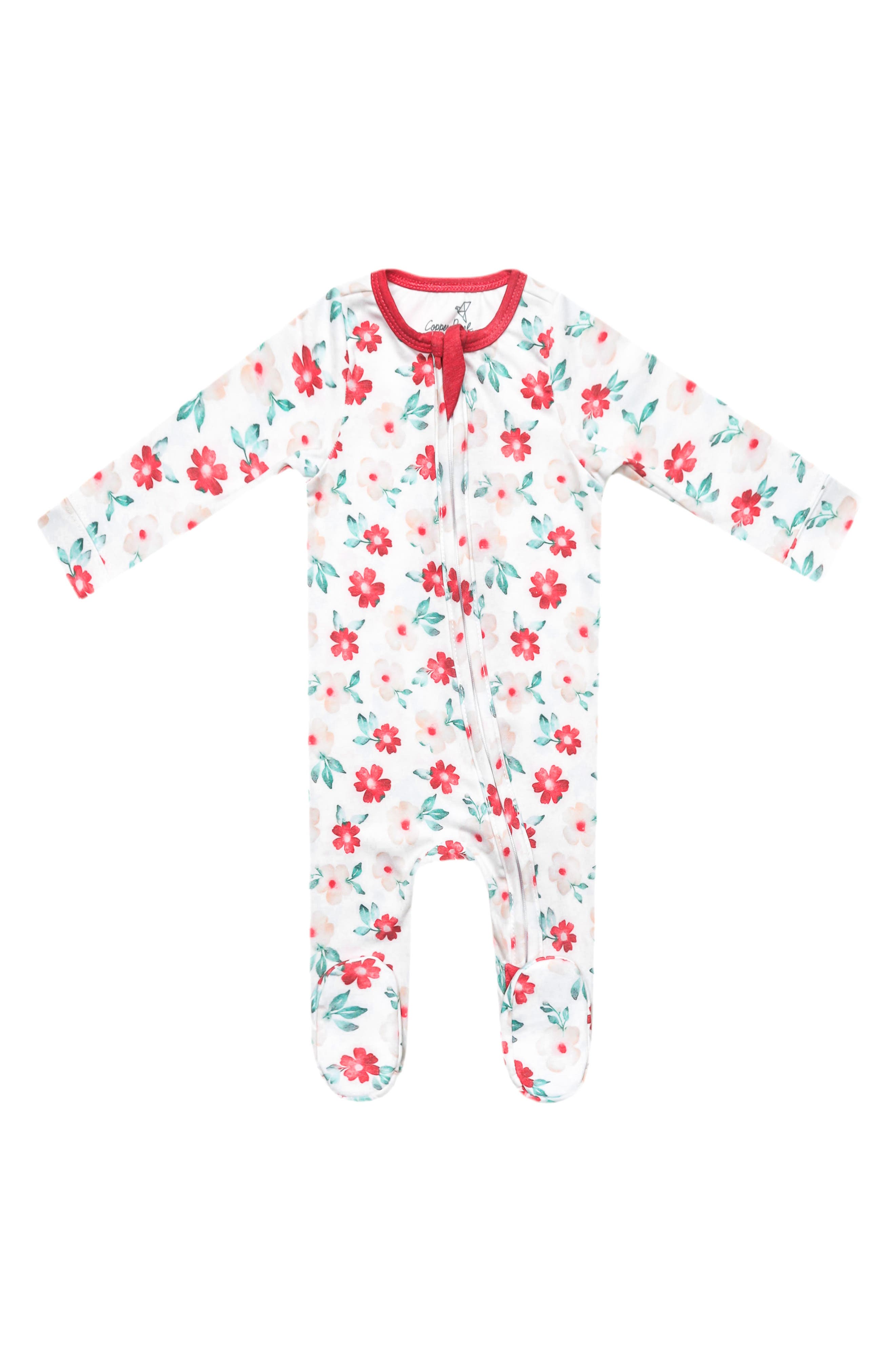 Copper Pearl Noel Zip-Up Footie Pajamas 