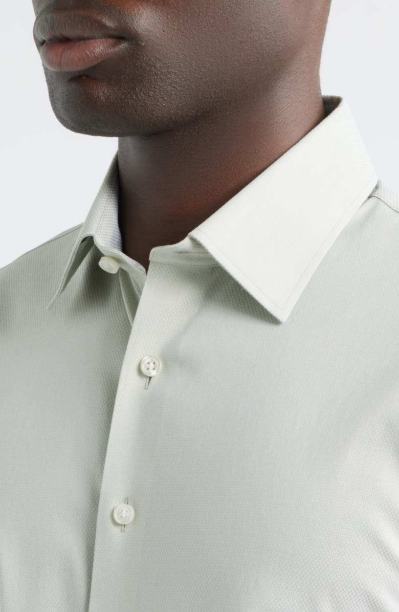 Nordstrom Trim Fit Premium Performance Dress Shirt, Alternate, color, Green Matteo Dobby