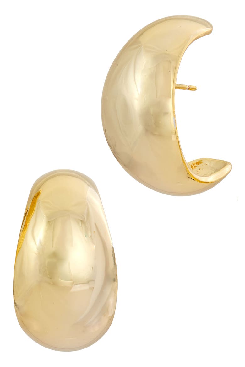 Wide Moon Half Hoop Earrings, Main, color, GOLD