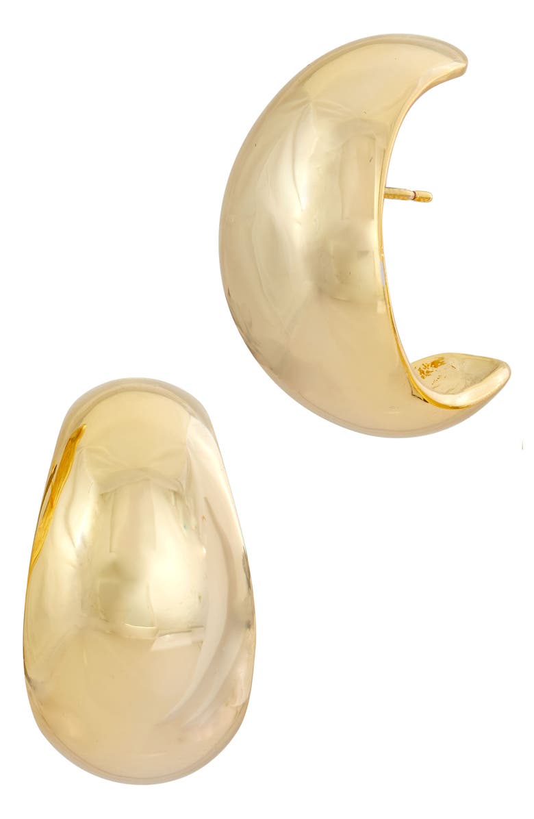 SAVVY CIE JEWELS Wide Moon Half Hoop Earrings, Main, color, Gold