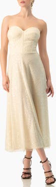 IVONNE Strapless Bustier Sequin Midi Dress