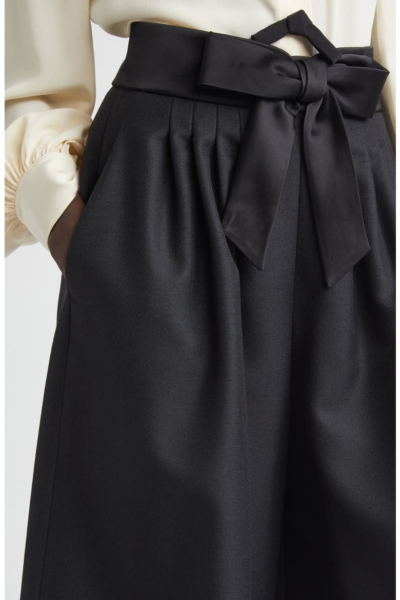Bow Waist Wool & Mohair Bermuda Shorts, Alternate, color, BLACK