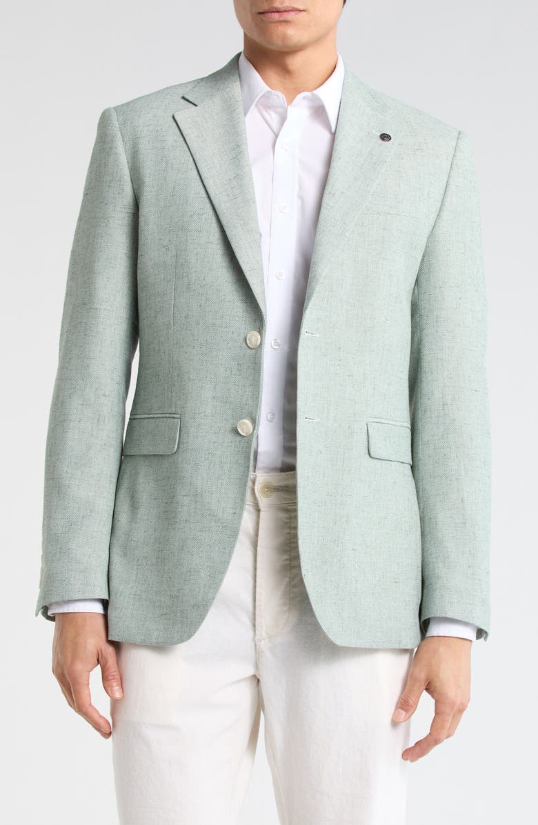T.R. PREMIUM Slim Fit Stretch Linen Sport Coat, Main, color, Pistachio