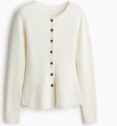 H&M Rib-knit Peplum Cardigan