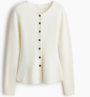 H&M Rib-knit Peplum Cardigan