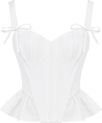 Gigou Bow Strap Peplum Corset Top