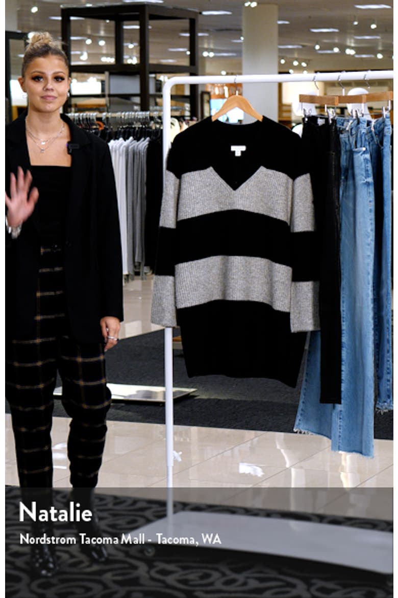 Block Stripe Long Sleeve Sweater Dress video