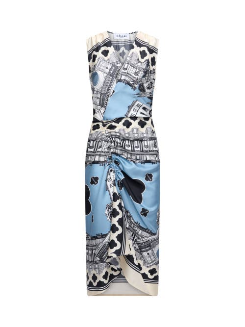 Callas Milano Agnes Sleeveless Draped Dress In Multi