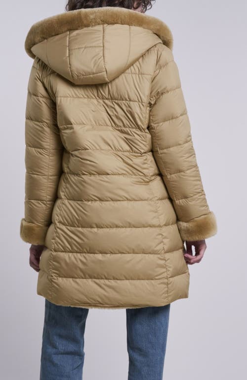 Blue Duck Water Resistant Reversible Genuine Shearling 700 Fill Power Down Coat In Brown