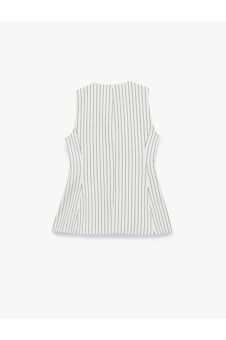 Button Detail Sleeveless Striped Vest, Alternate, color, BLACK STRIPE