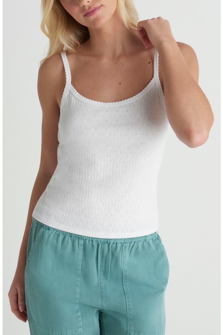 Simple Joys Pointelle Cotton Tank, Main, color, WHITE