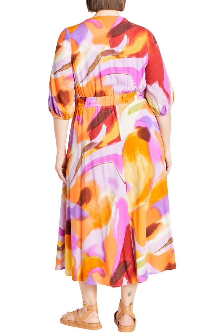 Swirl Print Tie Front Midi Dress, Alternate, color, SUMMER SWIRL