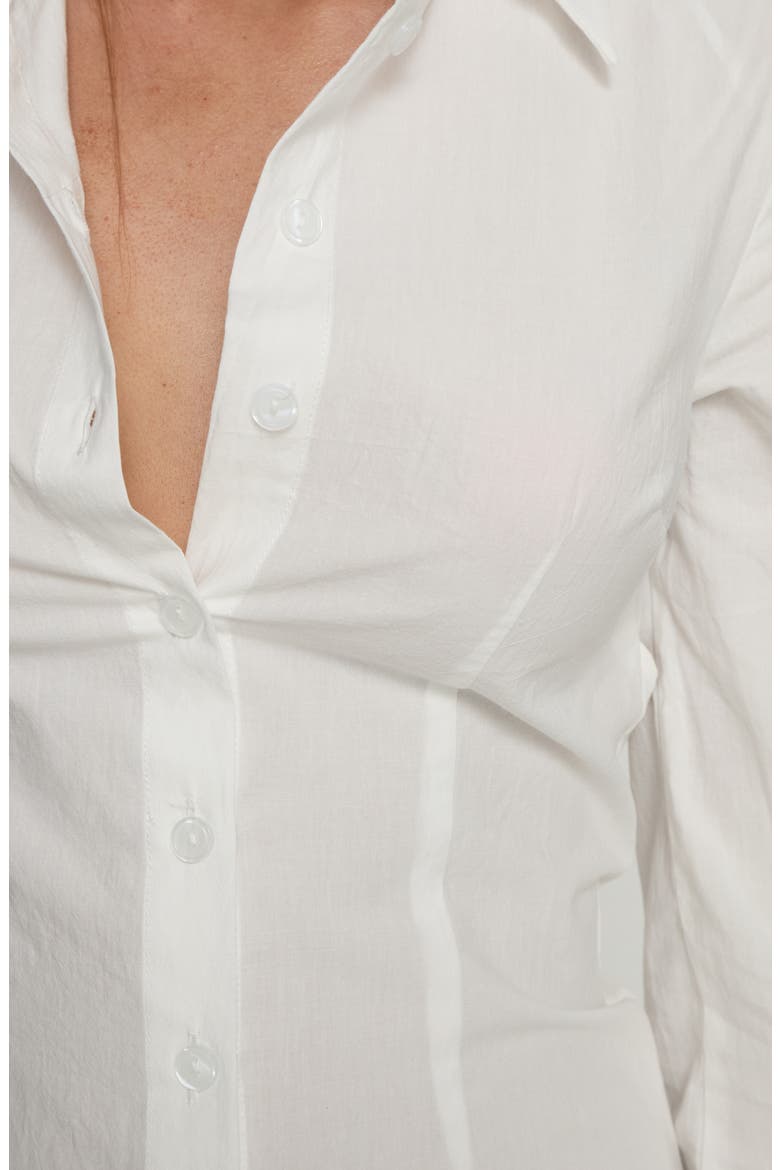 Lesper Open Back Tie Long Sleeve Cotton Shirt, Alternate, color, WHITE