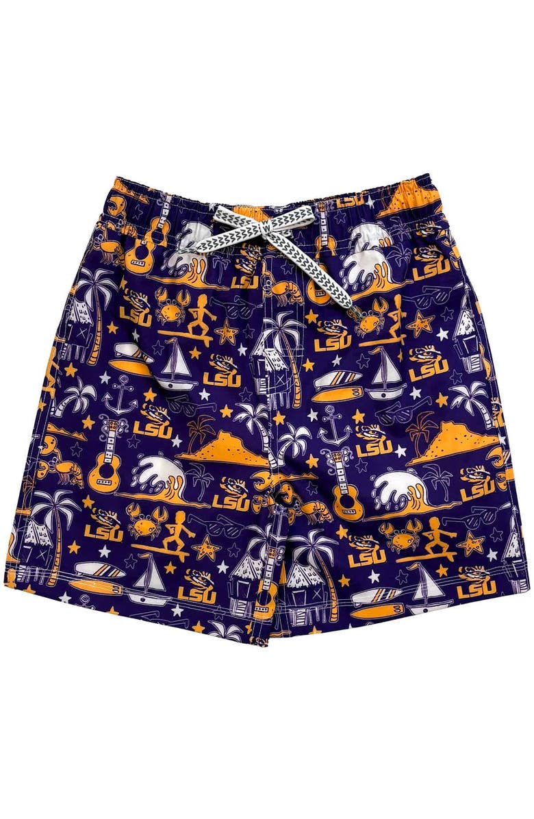 Wes & Willy Youth Wes & Willy Purple LSU Tigers Luau Swim Trunks, Alternate, color, Purple