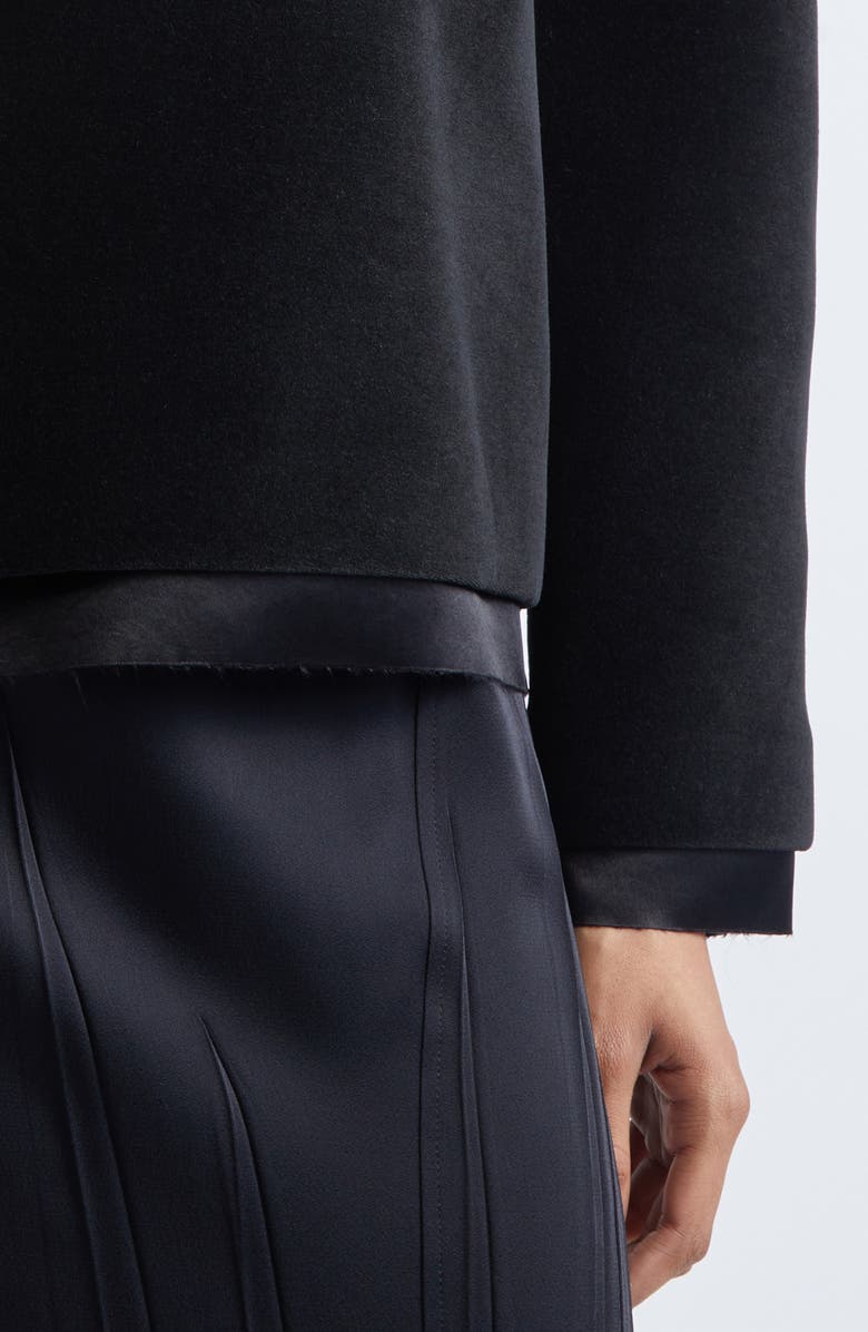 Jil Sander Double Layer V-Neck Sweater, Alternate, color, Black