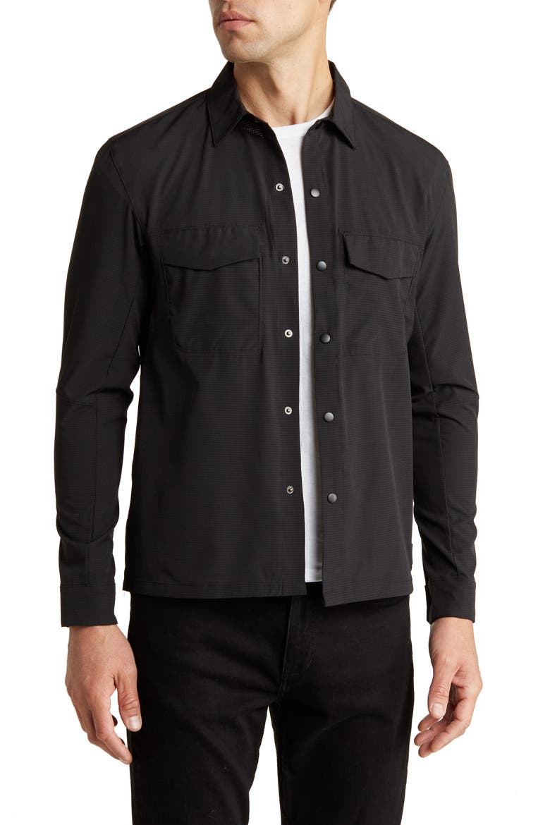 Metal Vent Shirt Jacket, Main, color, BLACK