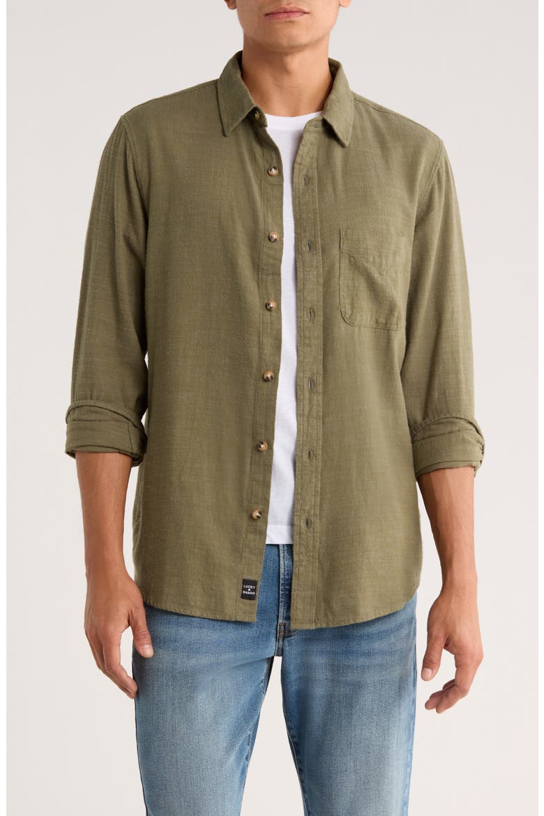 San Gabriel Slub Twill Button-Up Shirt, Main, color, WINTER MOSS GREEN
