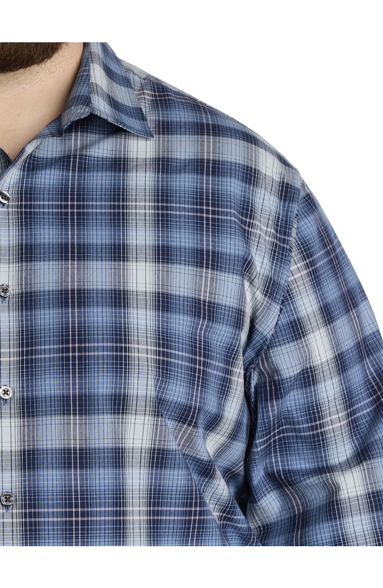 Synrgy by DXL Big & Tall Plaid Sport Shirt, Alternate, color, Blue