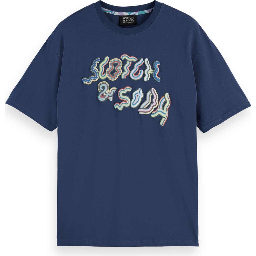 Scotch & Soda Relaxed Fit Cotton T-shirt In Atlantic Blue