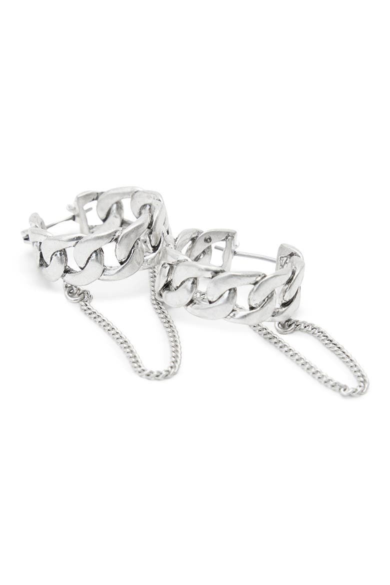 Curb Chain Huggie Hoop Earrings, Alternate, color, RHODIUM