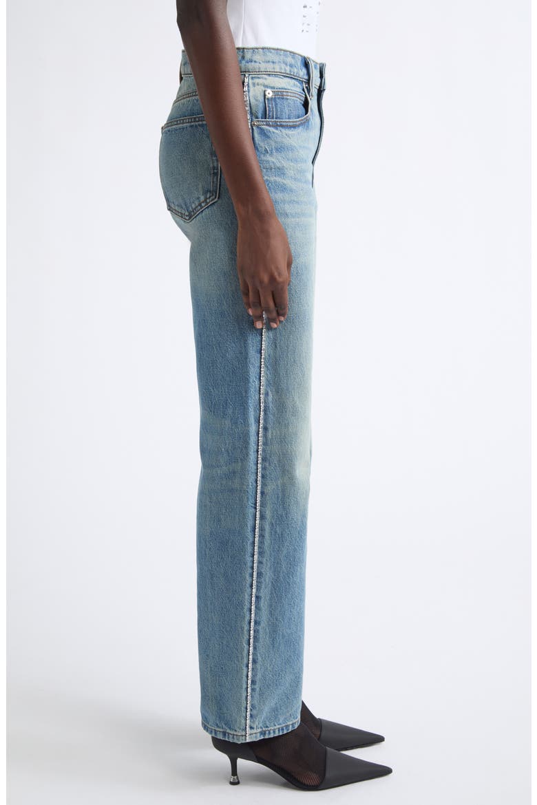 EZ Embellished Chain Straight Leg Jeans, Alternate, color, TINTED MEDIUM INDIGO
