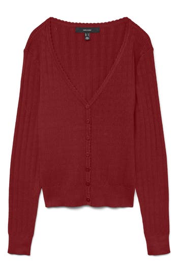 Vero Moda Willow Scallop Cardigan In Burgundy