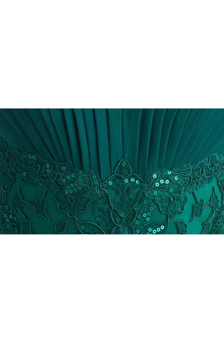 Tadashi Shoji Sequin Pleated Chiffon Midi Dress, Alternate, color, Elm