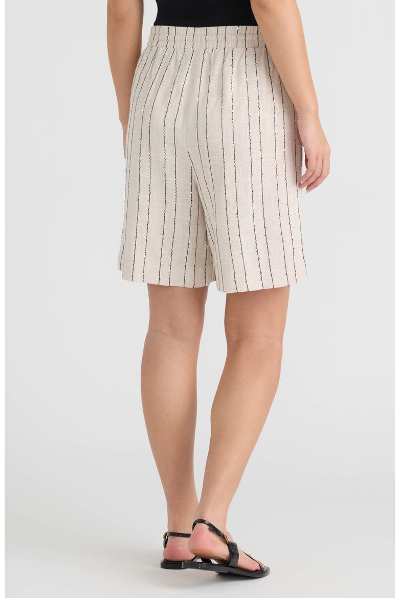 Sequin Bermuda Shorts, Alternate, color, NATURAL/ BLACK STRIPE
