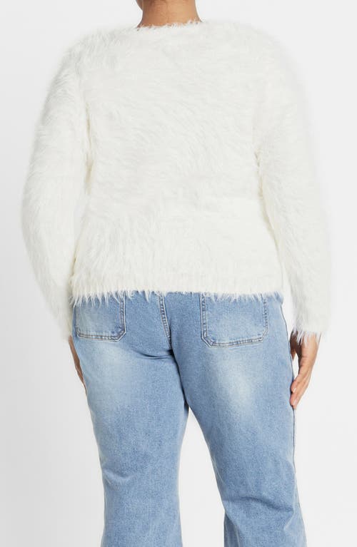 City Chic Elisa Textured Sweater In White