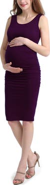 Kimi & Kai Delia Ruched Maternity Midi Dress