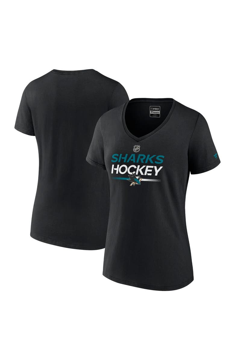 FANATICS Women's Fanatics Branded Black San Jose Sharks Authentic Pro V-Neck T-Shirt, Main, color,