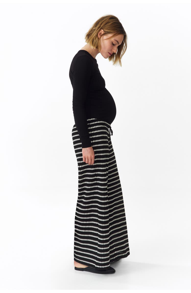 H&M Mama Before & After Knitted Trousers, Alternate, color, Black/Striped